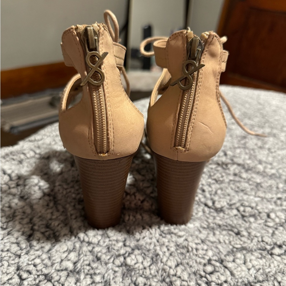 Parker Tan and Brown Suede Heels